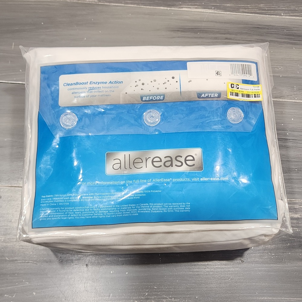Allerease CleanBoost Cool Touch Full Fitted Mattress Protector Waterproof White - Picture 2 of 11